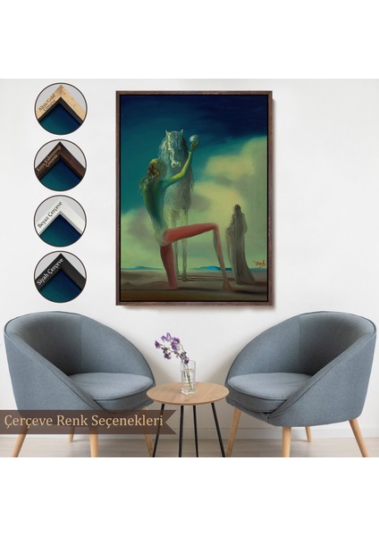 Çerçeveli Salvador Dali - Ölüm Şövalyesi Tablosu - Chevalier De La MORT-7400