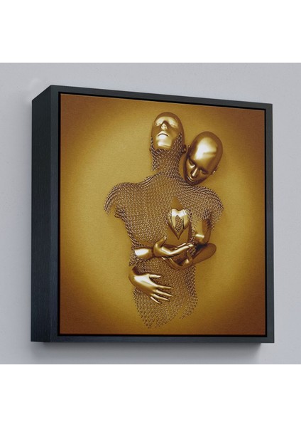 Çerçeveli Romantik Beden, Aşk Sanatı, Altın Duvar Dekoru, 3D Efektli Altın İNSAN-5366