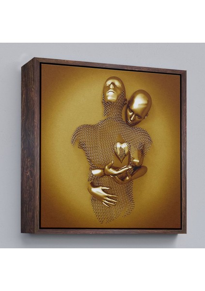 Çerçeveli Romantik Beden, Aşk Sanatı, Altın Duvar Dekoru, 3D Efektli Altın İNSAN-5366 fiyatları