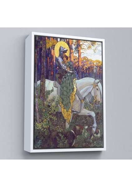 Çerçeveli Beyaz At Üzerindeki Prenses ve Prens TABLOSU-6268