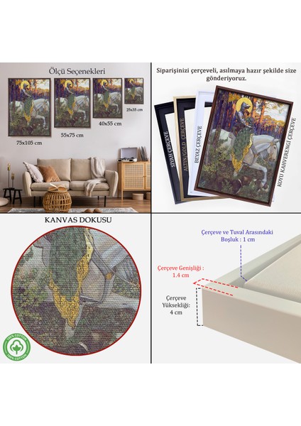 Çerçeveli Beyaz At Üzerindeki Prenses ve Prens TABLOSU-6268 indirimleri