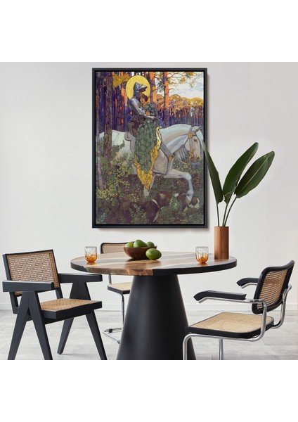 Çerçeveli Beyaz At Üzerindeki Prenses ve Prens TABLOSU-6268