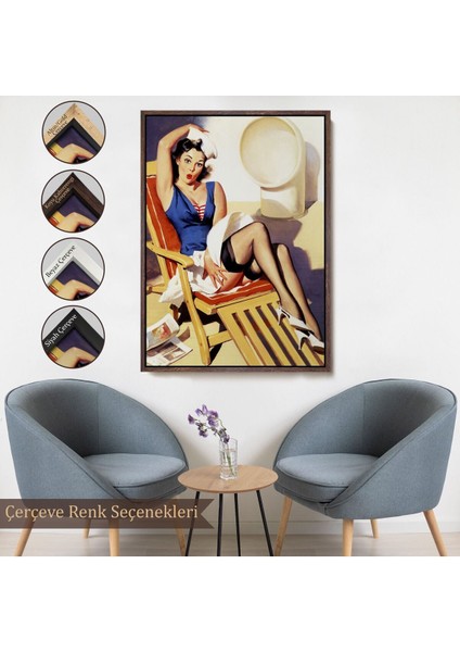 Çerçeveli Sailor Pin Up Dekoratif Duvar Tablosu - Denizci KIZ-6459
