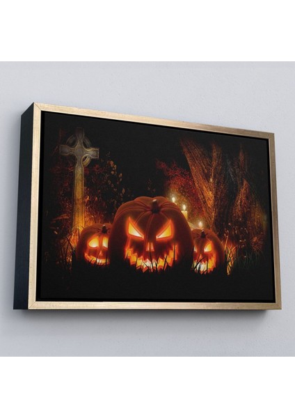 Çerçeveli Korkunç Oymalı Kabaklar Cadılar Bayramı Dekoru Dekoratif Duvar TABLOSU-5197 modelleri