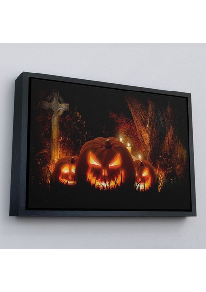 Çerçeveli Korkunç Oymalı Kabaklar Cadılar Bayramı Dekoru Dekoratif Duvar TABLOSU-5197 fırsatları