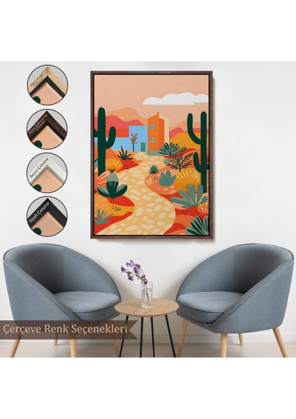 Çerçeveli Pastel Tonlardaki Minimalist Meksikan TABLO-7671
