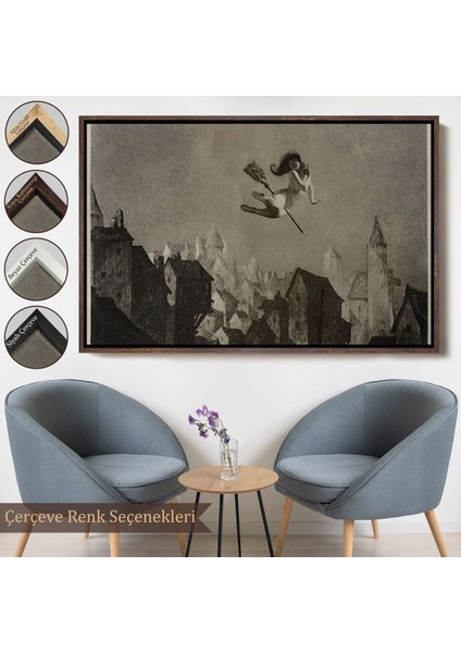 Çerçeveli Amerikan Kabusları Tablo, Şabat Ayini, Cadı Uçuşu Kanvas Tablo, Wiccan Sihirli DEKOR-5374