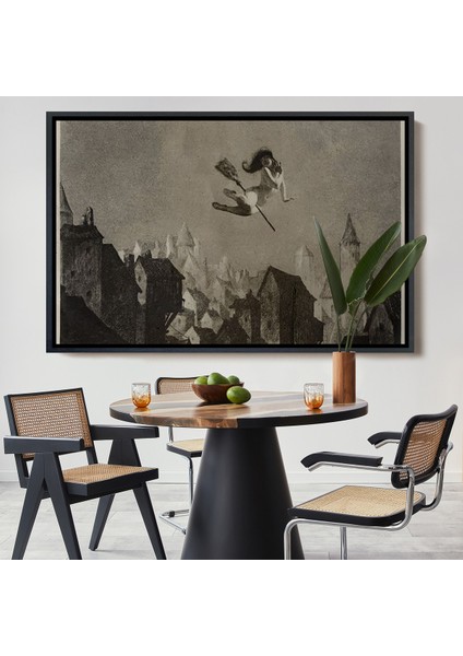 Çerçeveli Amerikan Kabusları Tablo, Şabat Ayini, Cadı Uçuşu Kanvas Tablo, Wiccan Sihirli DEKOR-5374