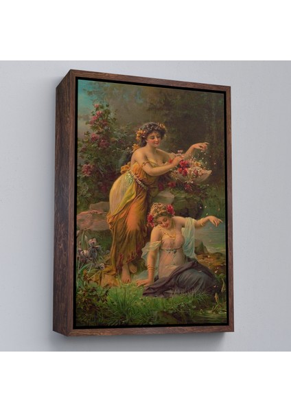 Çerçeveli Göl Kenarındaki Çiçekli Kadın Dekoratif Duvar TABLOSU-6248 fiyatları