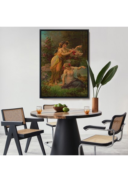 Çerçeveli Göl Kenarındaki Çiçekli Kadın Dekoratif Duvar TABLOSU-6248