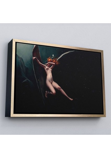 Çerçeveli Yıldızlı Gökyüzü Altında Bir Peri Kanvas Tablo, Klasik Sanat Kanvas TABLO-5383