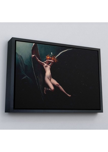 Çerçeveli Yıldızlı Gökyüzü Altında Bir Peri Kanvas Tablo, Klasik Sanat Kanvas TABLO-5383 modelleri