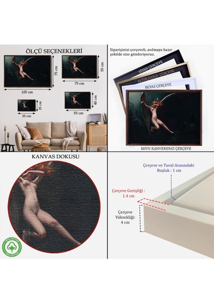 Çerçeveli Yıldızlı Gökyüzü Altında Bir Peri Kanvas Tablo, Klasik Sanat Kanvas TABLO-5383 indirimleri