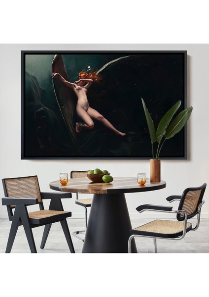 Çerçeveli Yıldızlı Gökyüzü Altında Bir Peri Kanvas Tablo, Klasik Sanat Kanvas TABLO-5383