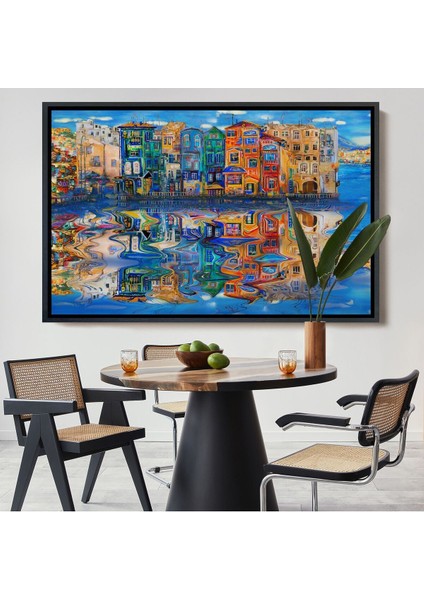 Çerçeveli Amsterdam Hollada Şehir Yansıması Duvar TABLOSU-1208