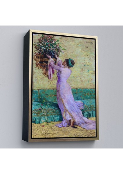 Çerçeveli Vazo Yerleştiren Kız Osman Hamdi Bey Kanvas TABLO-5295