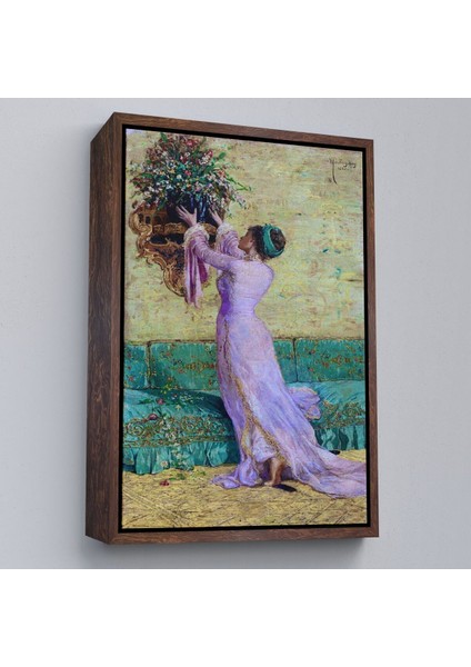 Çerçeveli Vazo Yerleştiren Kız Osman Hamdi Bey Kanvas TABLO-5295 fiyatları