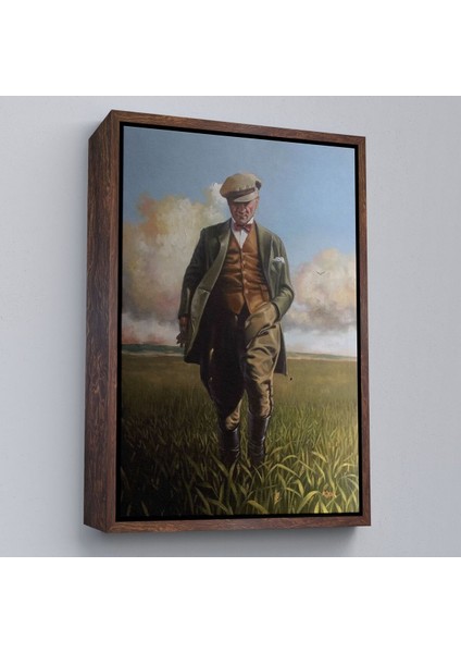 Çerçeveli Tarlada Yürüyen Mustafa Kemal Atatürk Duvar TABLOSU-6132