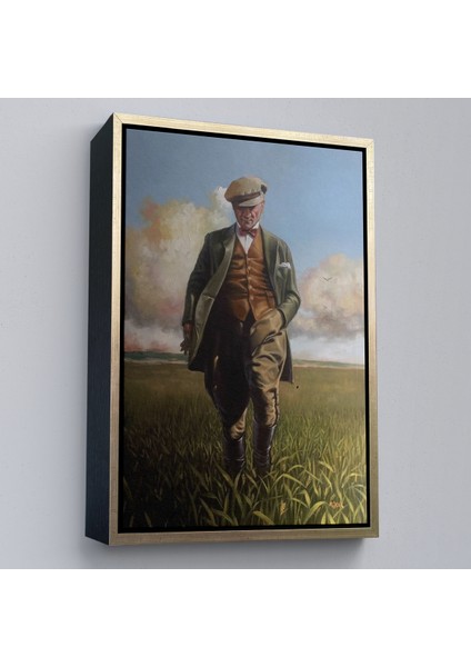 Çerçeveli Tarlada Yürüyen Mustafa Kemal Atatürk Duvar TABLOSU-6132 fiyatları