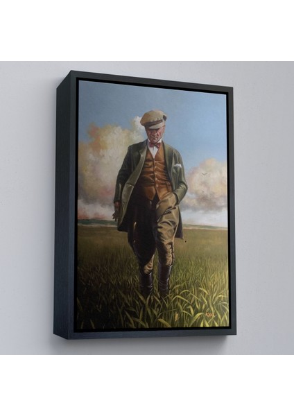Çerçeveli Tarlada Yürüyen Mustafa Kemal Atatürk Duvar TABLOSU-6132 modelleri