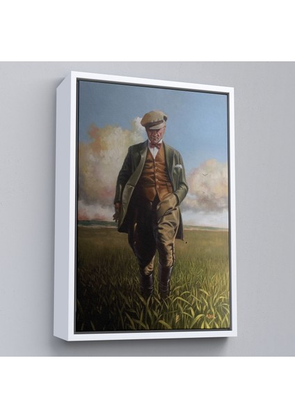 Çerçeveli Tarlada Yürüyen Mustafa Kemal Atatürk Duvar TABLOSU-6132 fırsatları