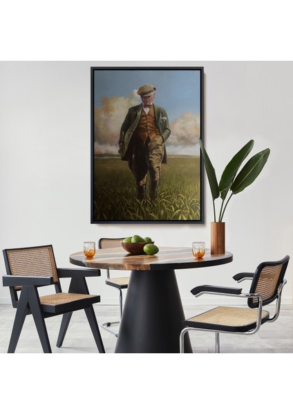 Çerçeveli Tarlada Yürüyen Mustafa Kemal Atatürk Duvar TABLOSU-6132