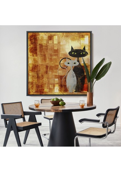 Çerçeveli Soyut Kediler Kanvas TABLO-5886