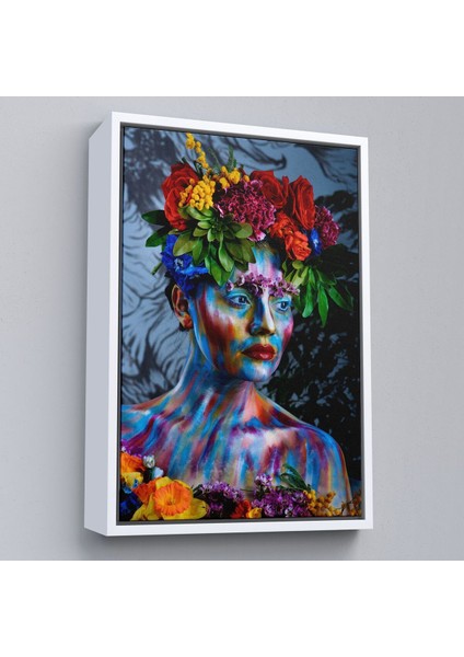 Çerçeveli Renkli Çiçek Taçlı Kız Duvar TABLOSU-5991 fırsatları