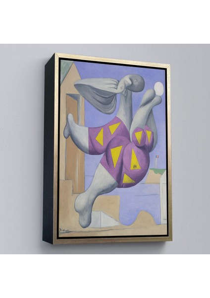 Çerçeveli Pablo Picasso - Plaj Topu Ile Yıkanıyor Tablosu - Pablo Picasso Bather With BEACHBALL-8076