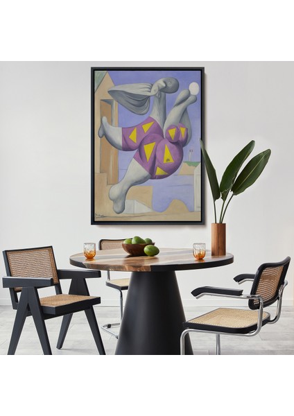 Çerçeveli Pablo Picasso - Plaj Topu Ile Yıkanıyor Tablosu - Pablo Picasso Bather With BEACHBALL-8076