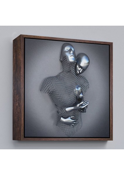Çerçeveli Gri ve Gümüş 3D Metalik Efektli Kanvas Tablo, Romantik Beden Aşk SANATI-5355 fiyatları