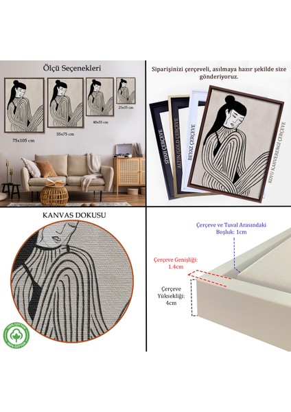 Çerçeveli Handdrawn Oturan Kadın TABLOSU-7981 indirimleri