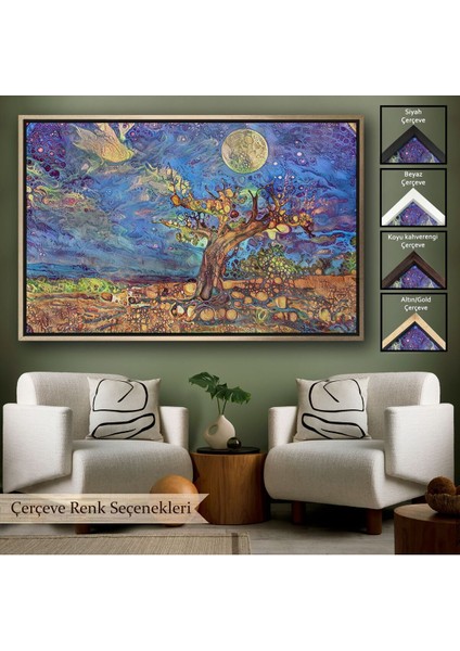 Çerçeveli Yaşlı Ağaç Ile Sihirli Moderd Manzara Duvar TABLOSU-3504