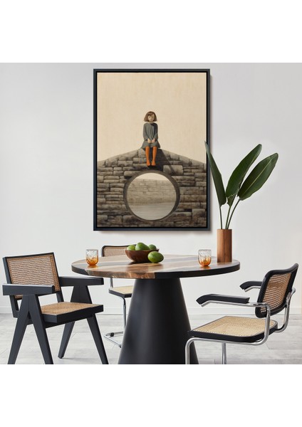 Çerçeveli Duvarda Oturan Yalnız Kız TABLO-7535