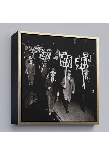 Çerçeveli Bira Istiyoruz, Olağandışı 1931 Yasak Protesto Fotoğrafı Kanvas TABLO-5336