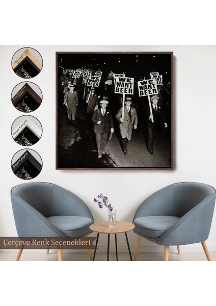 Çerçeveli Bira Istiyoruz, Olağandışı 1931 Yasak Protesto Fotoğrafı Kanvas TABLO-5336 indirimleri