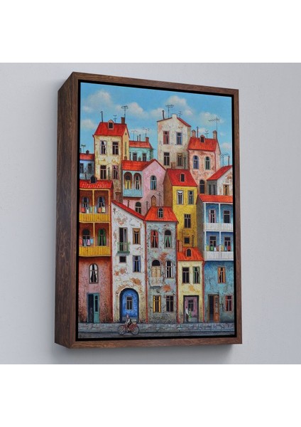 Çerçeveli Eski Gürcistan Tiflis Şehir Manzara Tablosu -6242