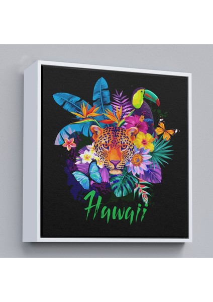 Çerçeveli Hawai Temalı Leopar Dekoratif Kanvas TABLO-5814 fırsatları