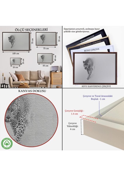 Çerçeveli Leopar Dekoratif Kanvas TABLO-1154 indirimleri