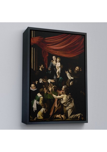 Çerçeveli Caravaggio - Tesbih Madonnası Tablo - Madonna Of The ROSARY-7360