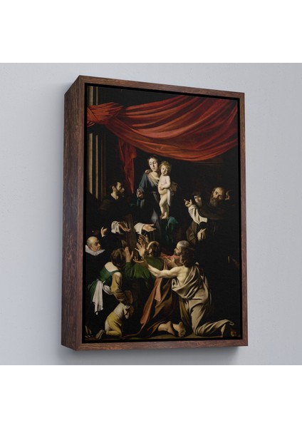 Çerçeveli Caravaggio - Tesbih Madonnası Tablo - Madonna Of The ROSARY-7360 fiyatları
