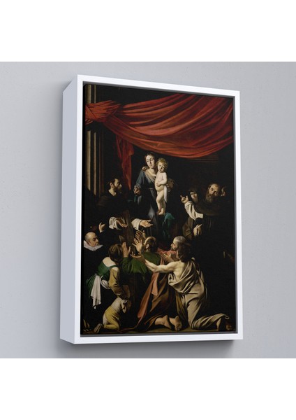 Çerçeveli Caravaggio - Tesbih Madonnası Tablo - Madonna Of The ROSARY-7360 fırsatları