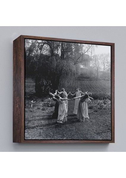 Çerçeveli Vintage Kadınlar Dans Ediyor Kanvas Tablo, Gotik Ev Dekorasyonu, Ritüel Daire DANSI-5334