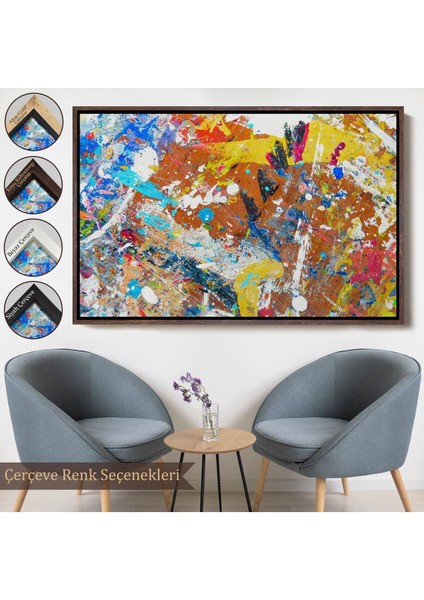Çerçeveli Soyut Yağlıboya Görünüm Dekoratif Kanvas Duvar TABLOSU-3477