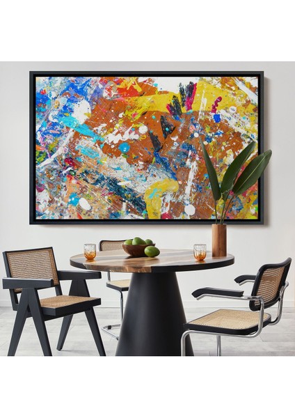 Çerçeveli Soyut Yağlıboya Görünüm Dekoratif Kanvas Duvar TABLOSU-3477