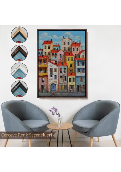 Çerçeveli Eski Gürcistan Tiflis Şehir Manzara Tablosu -6242