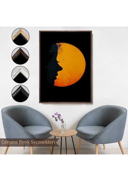 Çerçeveli Güneş ve Kadın Silüeti TABLO-7588
