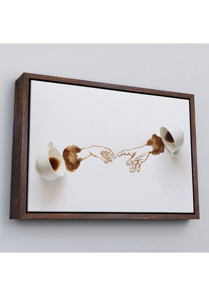 Çerçeveli El Ele Espresso Fincanları Dekoratif Kanvas Duvar TABLOSU-3639 fiyatları