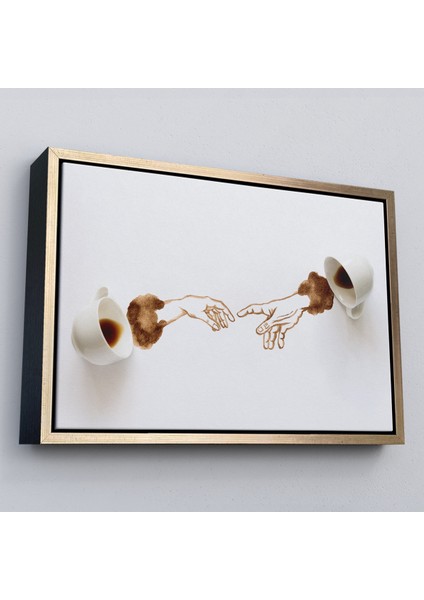 Çerçeveli El Ele Espresso Fincanları Dekoratif Kanvas Duvar TABLOSU-3639 modelleri