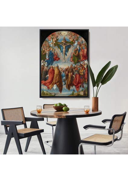 Çerçeveli Albrecht Dürer - Üçlü Birliğin Hayranlığı Tablo - Adoration Of The TRINITY-8054 fiyatları
